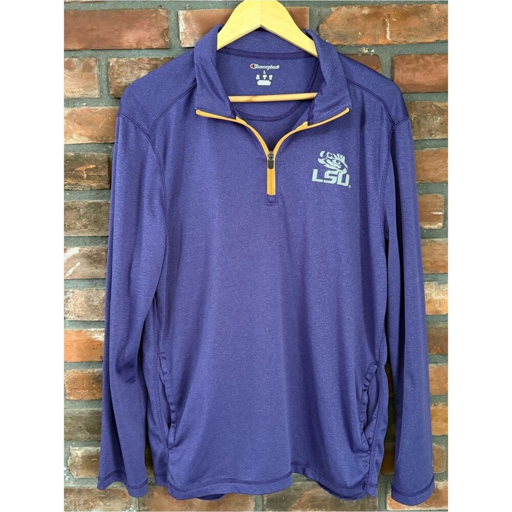 Champion Purple LSU Half-Zip Pullover with Gold Trim